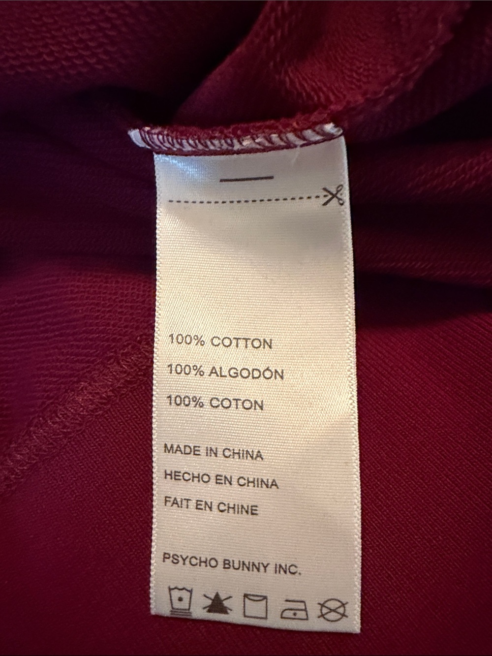 Psycho Bunny Men’s Burgandy Hoodie - Picture 6 of 6